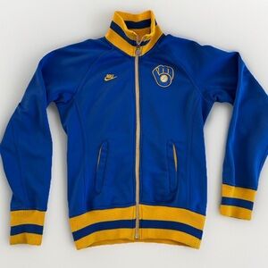 Vintage Milwaukee Brewers Jacket Full Zip Nike Cooperstown Collection Blue XS